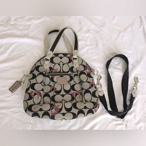Gorgeous rare Coach Poppy grey/black/pink bowling bag style purse/crossbody